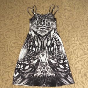 Hot Tees knee length gray/black/white embellished dress. 100% polyester. Size L